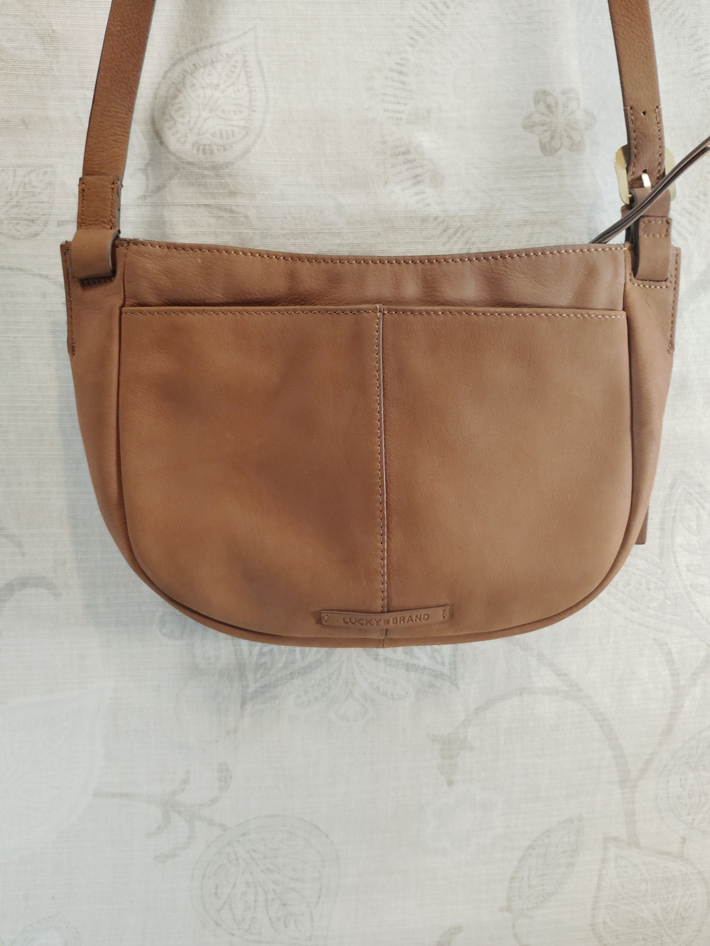 Lucky Brand Tan Genuine Leather Crossbody Bag